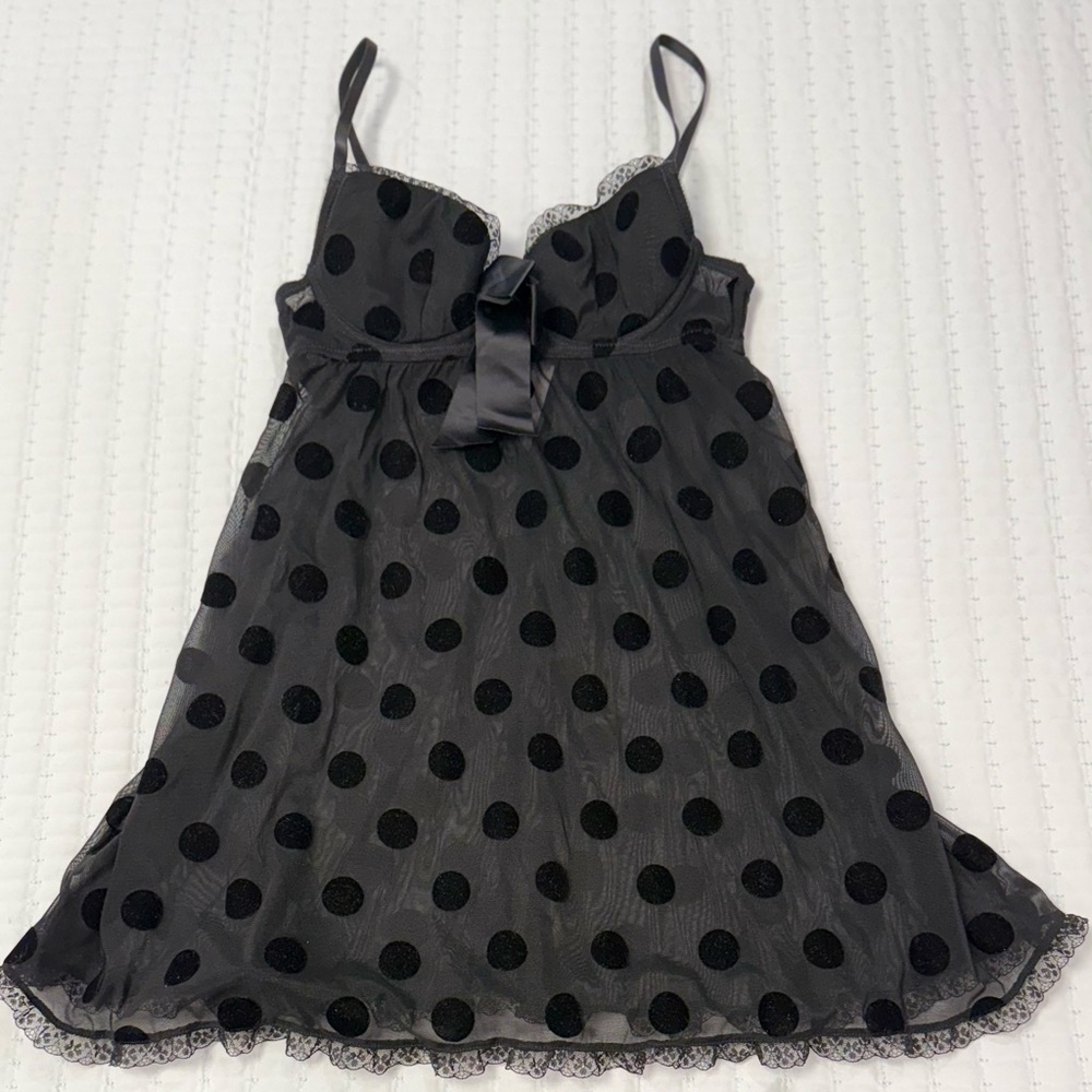 La Senza Elegant Black Polka Dot Chemise